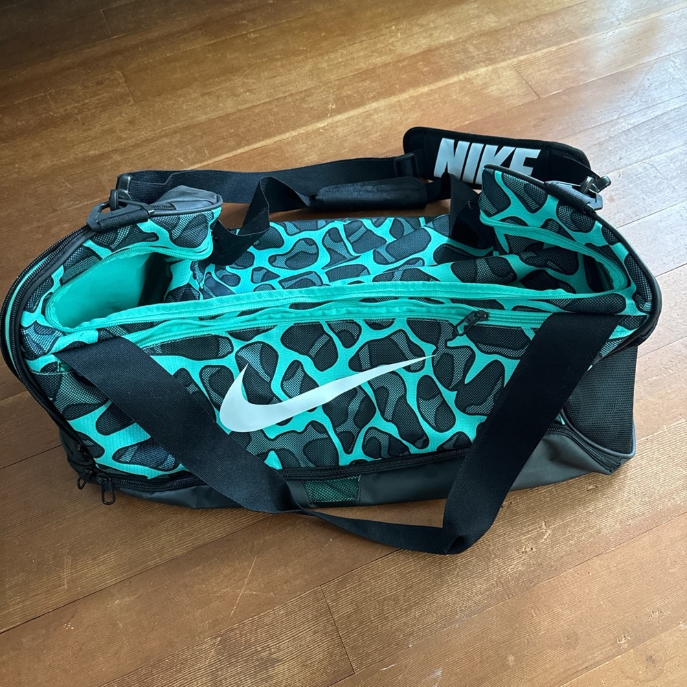 Nike Black and Teal Travel Duffel Bag